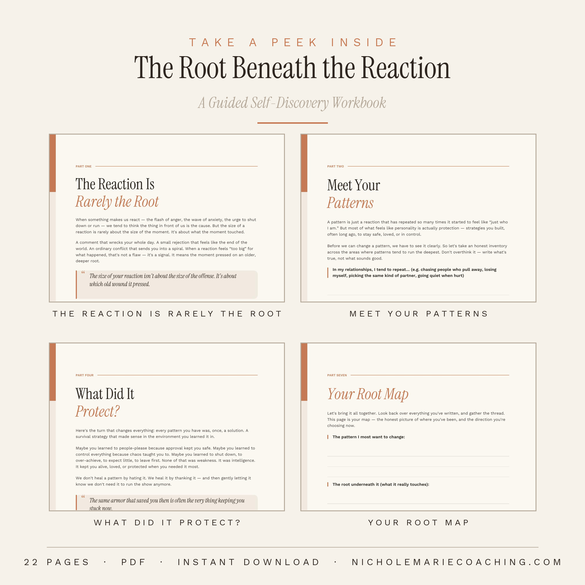 Take a peek inside: 22 pages of guided, fillable root-work