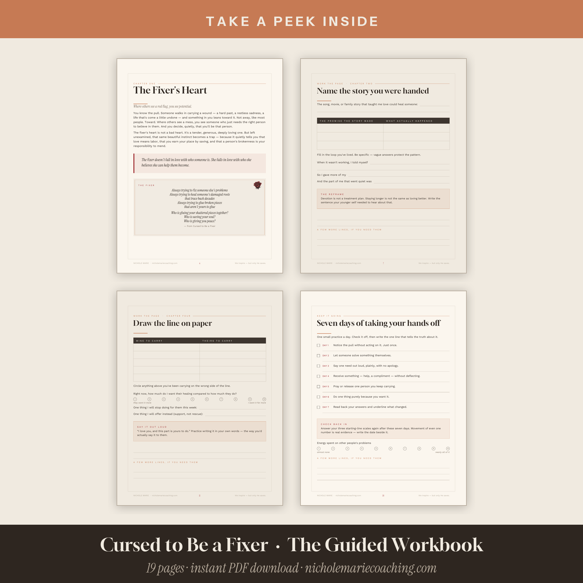 Take a peek inside: 19 pages of guided, fillable pages